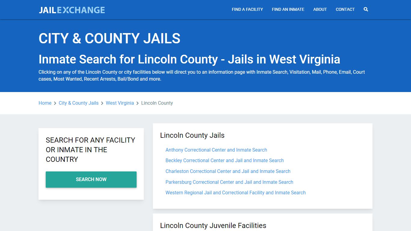 Inmate Search for Lincoln County | Jails in West Virginia - Jail Exchange